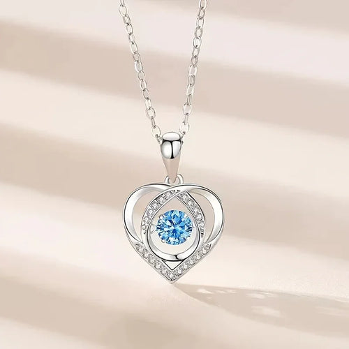 Eleganter Und Blaue Strassstein-Herz-Anhänger Mit Halskette, Exquisites Valentinstag, Geburtstagsgeschenk - tif-shop24.de