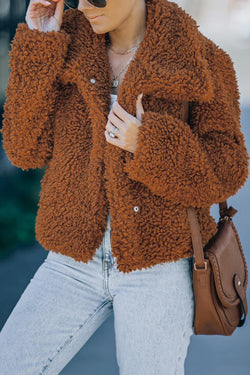 Kurzer Sherpa-Teddymantel mit großem Kragen | tif-shop24.de