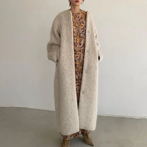 Mantel Damen Shaggy Einreihige Oversize Koreanische Mode Casual Warm  Büro Damen Langer Mantel | tif-shop24.de