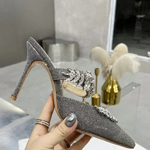 Neue Mode Elegante Schwarz Spitzen Luxus Strass High Heels Strass Satin Frauen Sandalen Rot Bankett Schuhe | tif-shop24.de