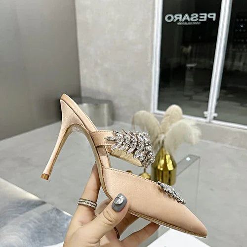 Neue Mode Elegante Schwarz Spitzen Luxus Strass High Heels Strass Satin Frauen Sandalen Rot Bankett Schuhe | tif-shop24.de