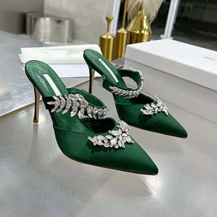 Neue Mode Elegante Schwarz Spitzen Luxus Strass High Heels Strass Satin Frauen Sandalen Rot Bankett Schuhe | tif-shop24.de