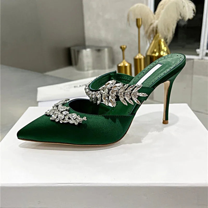 Neue Mode Elegante Schwarz Spitzen Luxus Strass High Heels Strass Satin Frauen Sandalen Rot Bankett Schuhe | tif-shop24.de