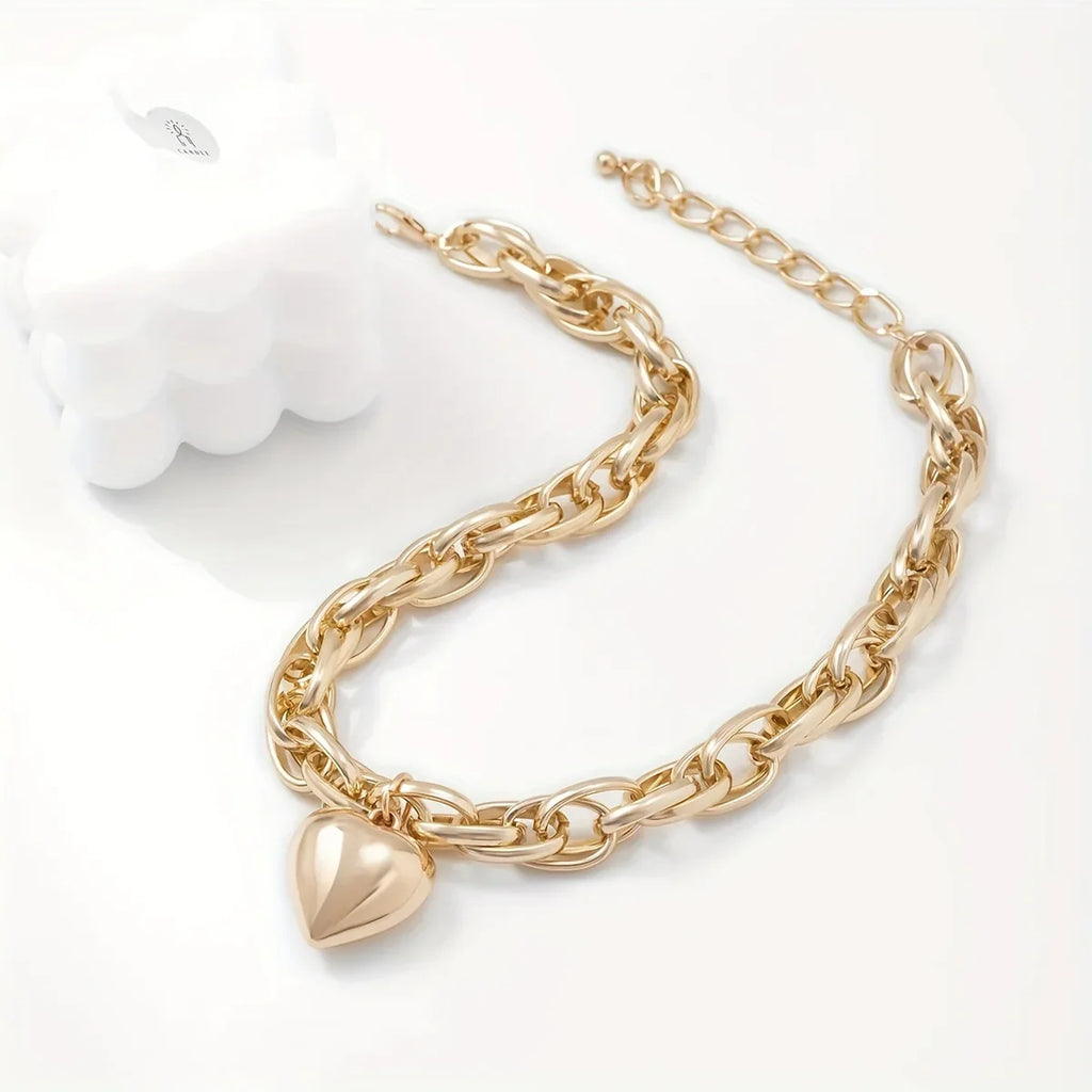 Punk-Herz-Anhänger-Halskette Trendige Kette Steampunk-Halskette Valentinstag Geschenk | tif-shop24.de