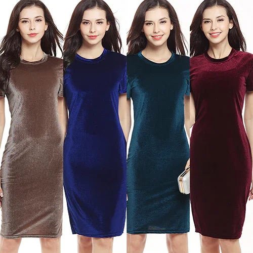 Elegant Samt Etuikleid - Bodycon Party Bleistift Kleid | tif-shop24.de