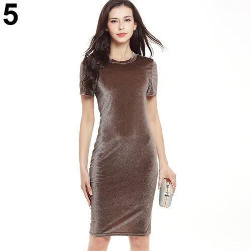 Elegant Samt Etuikleid - Bodycon Party Bleistift Kleid - tif-shop24.de