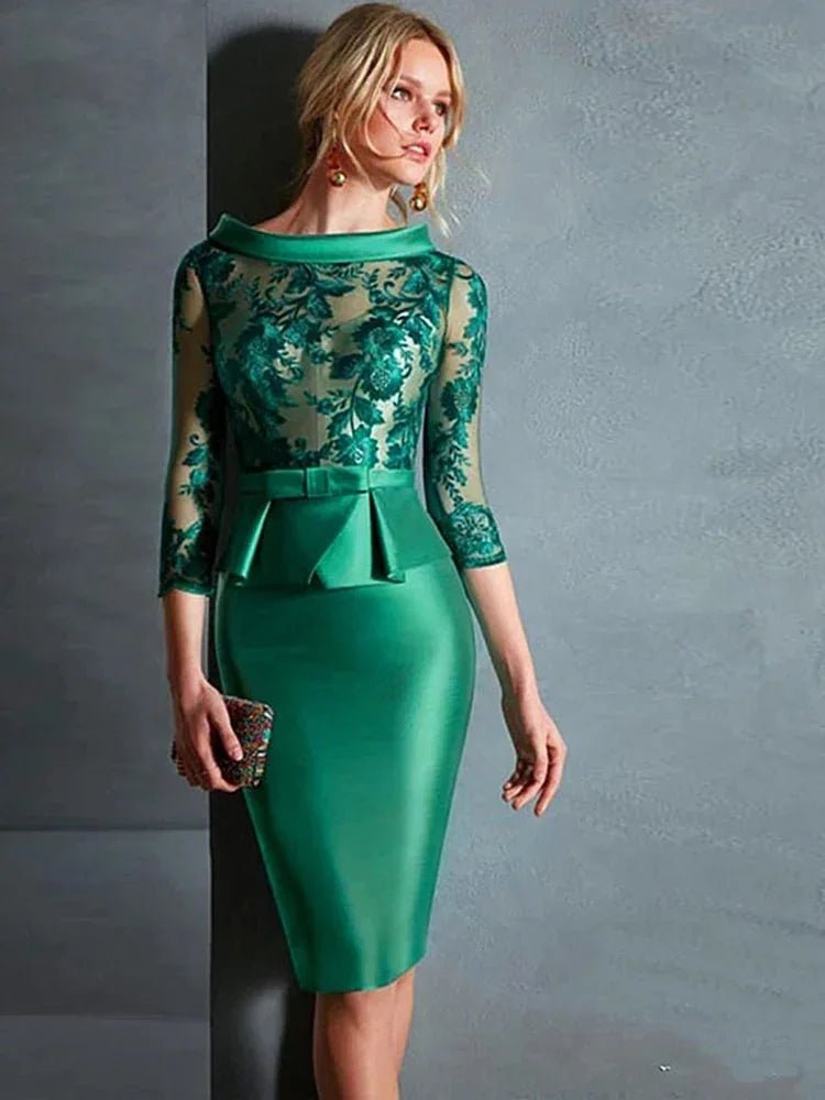 Elegante Kurze Spitze Hochzeit Kleider Knie Länge mit Gürtel | tif-shop24.de