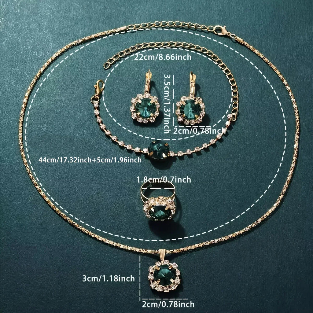 6pcs Set Damen Luxus Strass Quarzuhr & Schmuck-Set — Vintage Star Analog Armbanduhr mit Halskette, Armband, Ohrringen und Ring | tif-shop24.de