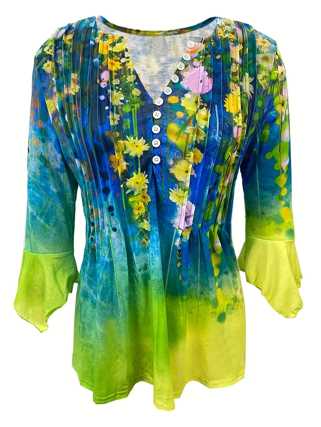 Mit Biesen Und Knopfleiste Vorne, Lässiges Oberteil Mit Unregelmäßigen Bündchen Für Frühling Und Herbst - tif-shop24.de