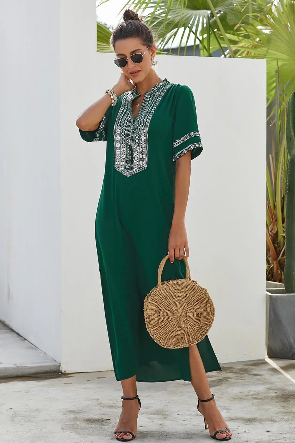 Bohemian Blumendruck geteiltes Maxikleid - tif-shop24.de