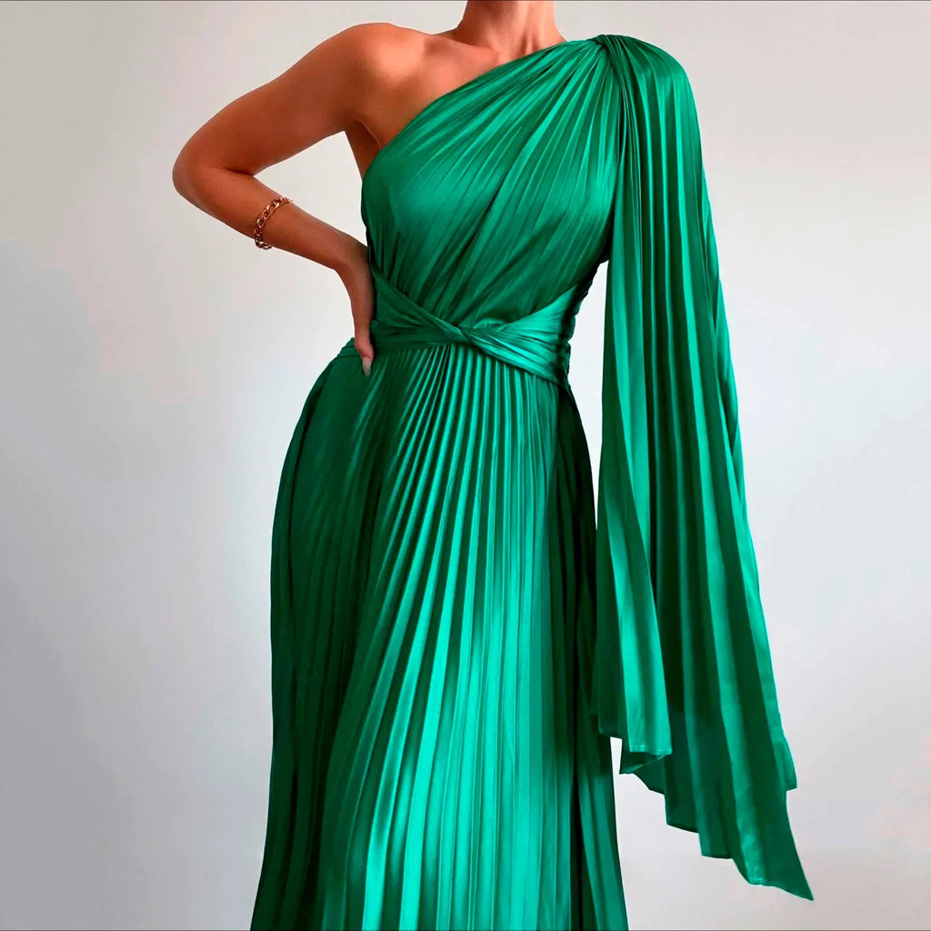 Elegant Party Evening Dress Solid Pleated High Waist Slim Dress Lady Sexy Strapless - tif-shop24.de