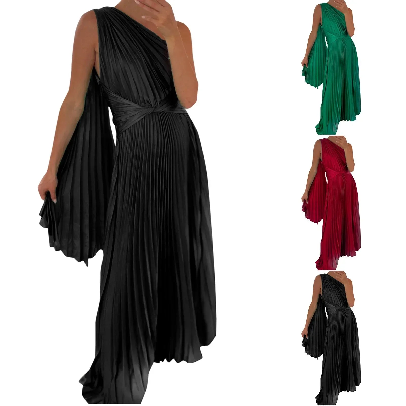 Elegant Party Evening Dress Solid Pleated High Waist Slim Dress Lady Sexy Strapless | tif-shop24.de