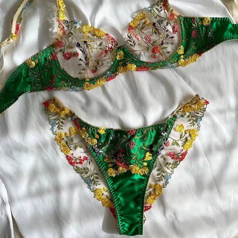 Luxus Spitze Dessous Sexy Fee Set Floral Stickerei Transparent Bh Zart Unterwäsche Bilizna | tif-shop24.de