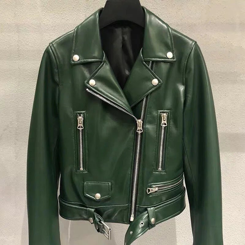 Echtes Leder Jacke Klassische Echt Lamm Shkin  Leder Jacken mit Gürtel | tif-shop24.de