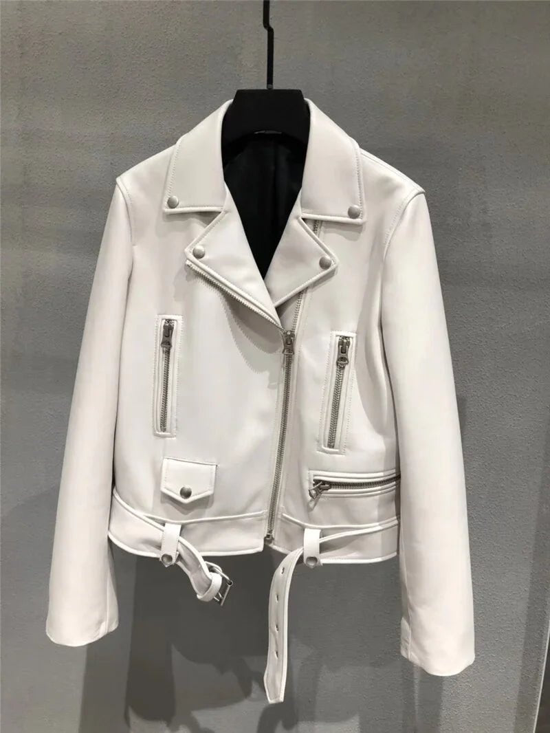 Echtes Leder Jacke Klassische Echt Lamm Shkin Leder Jacken mit Gürtel - tif-shop24.de