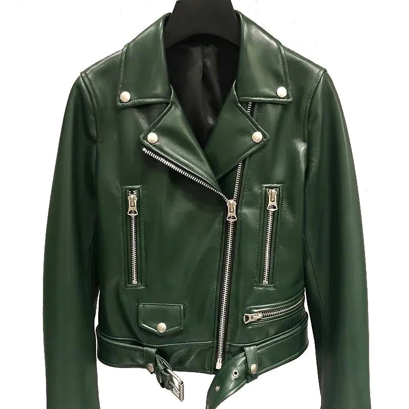 Echtes Leder Jacke Klassische Echt Lamm Shkin  Leder Jacken mit Gürtel | tif-shop24.de