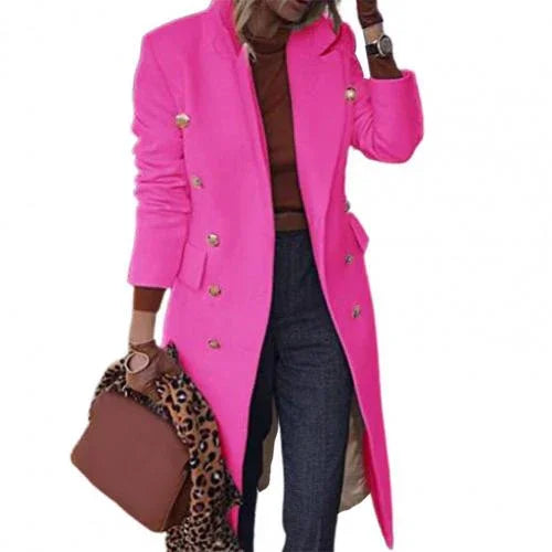 Damen Wollmantel Zweireiher Knielang Herbst Winter | tif-shop24.de