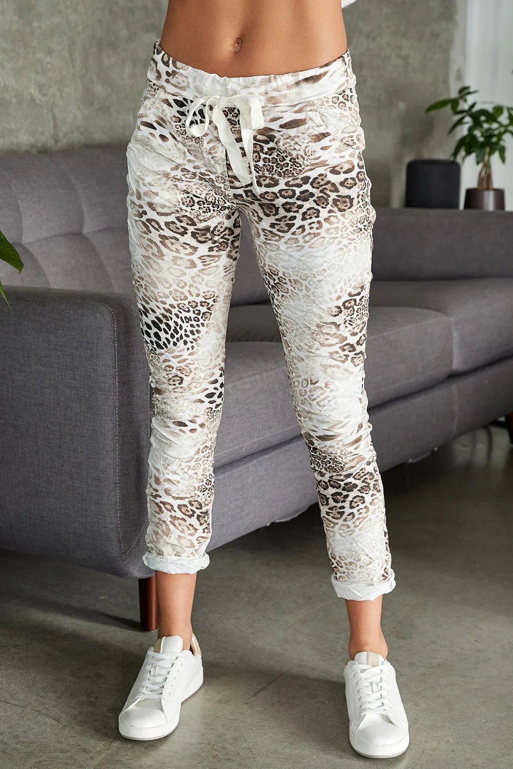 Cheetah Print Drawstring Waist Joggers | tif-shop24.de
