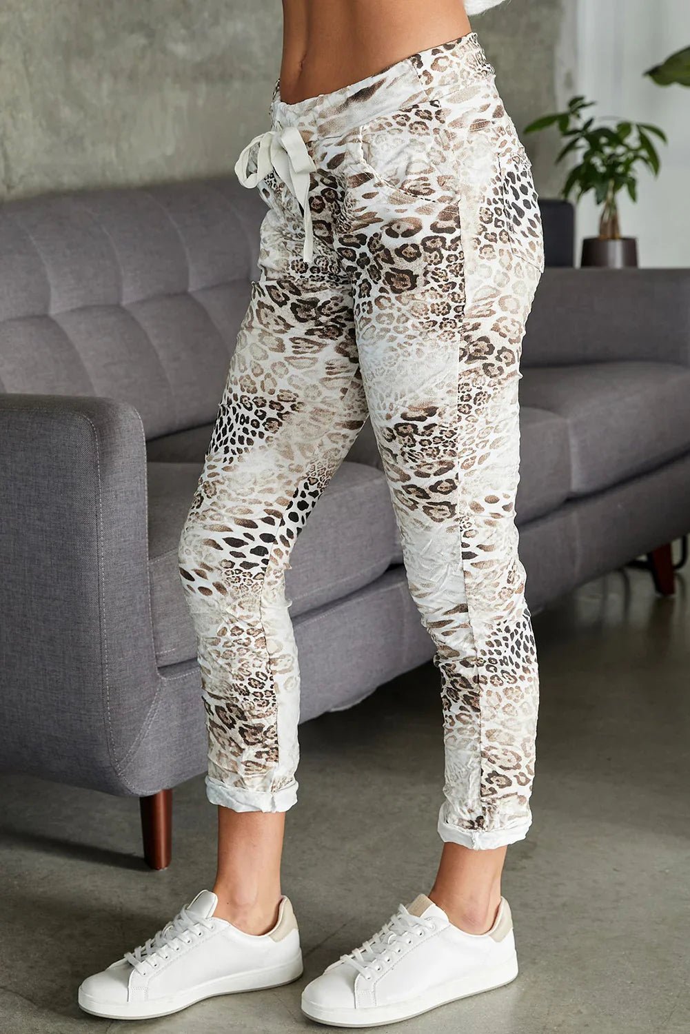 Cheetah Print Drawstring Waist Joggers | tif-shop24.de