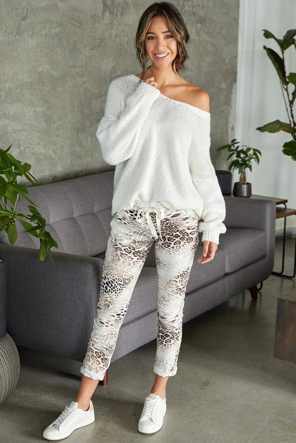 Cheetah Print Drawstring Waist Joggers - tif-shop24.de