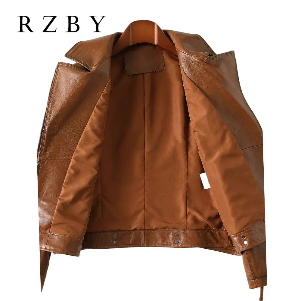 Schaffell  Echtes Leder Mode Jacke Feste Beiläufige | tif-shop24.de