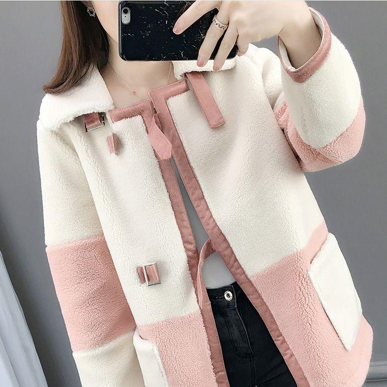 Vangull Elegante Patchwork Faux Pelz Mantel  Warme Weiche Zweireiher Pelz Jacke  Plüsch Mantel mit Tasche | tif-shop24.de