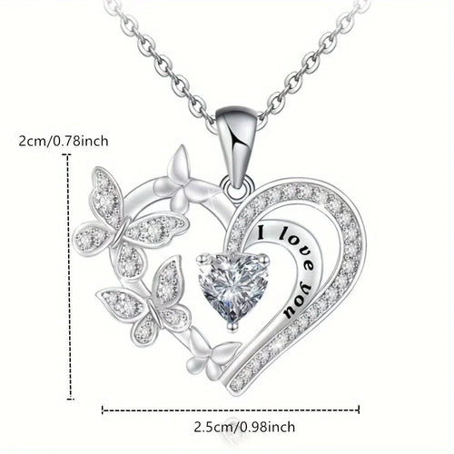 1pc Herz Amethyst Schmetterling Anhänger Halskette für Frauen – Vintage Party Schmuck Geschenk | tif-shop24.de