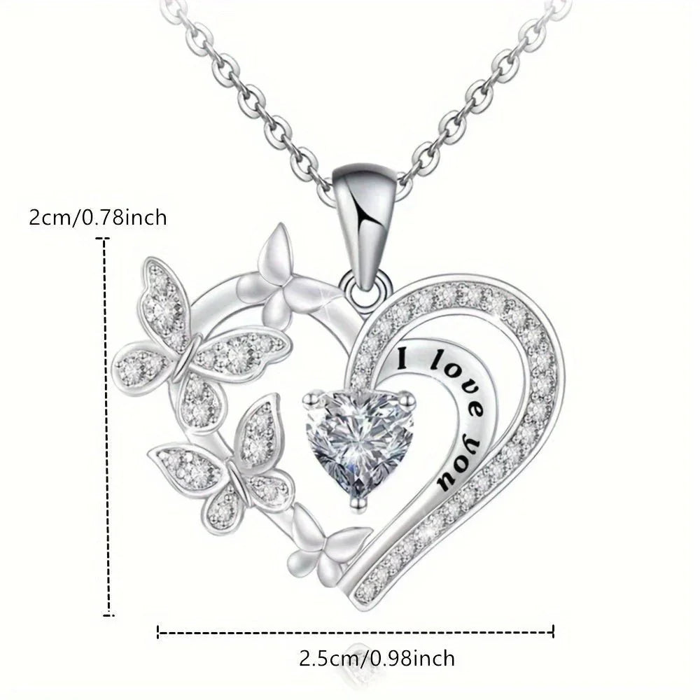 1pc Herz Amethyst Schmetterling Anhänger Halskette für Frauen – Vintage Party Schmuck Geschenk | tif-shop24.de