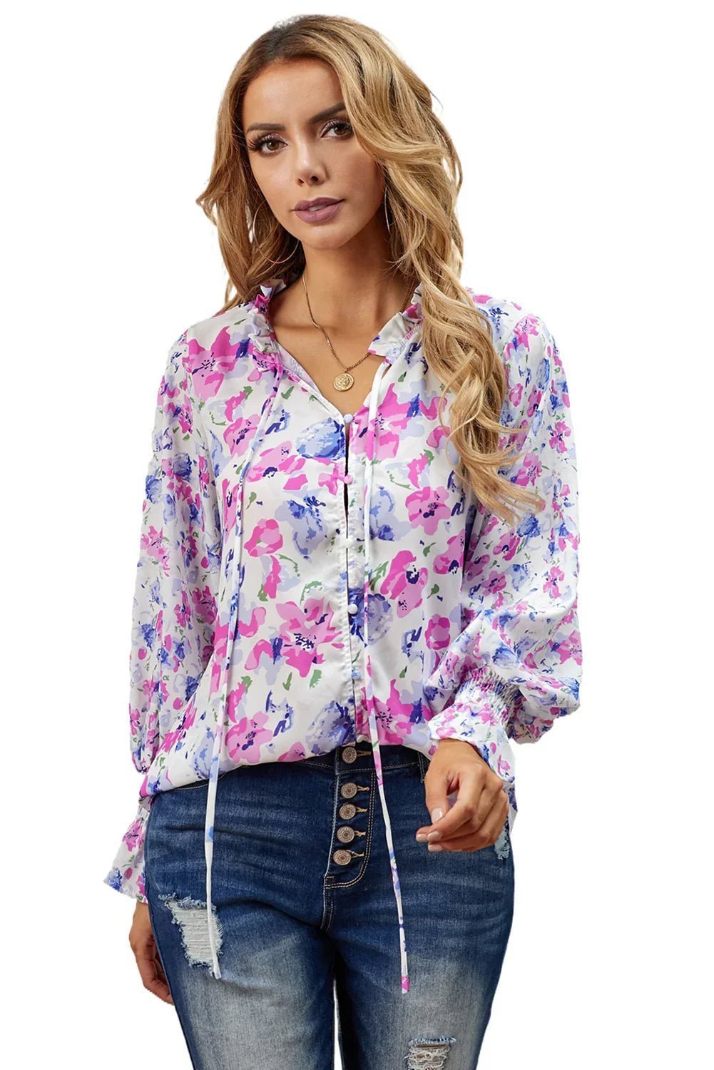 Spaziergang Blumen Smocked Blouse - tif-shop24.de