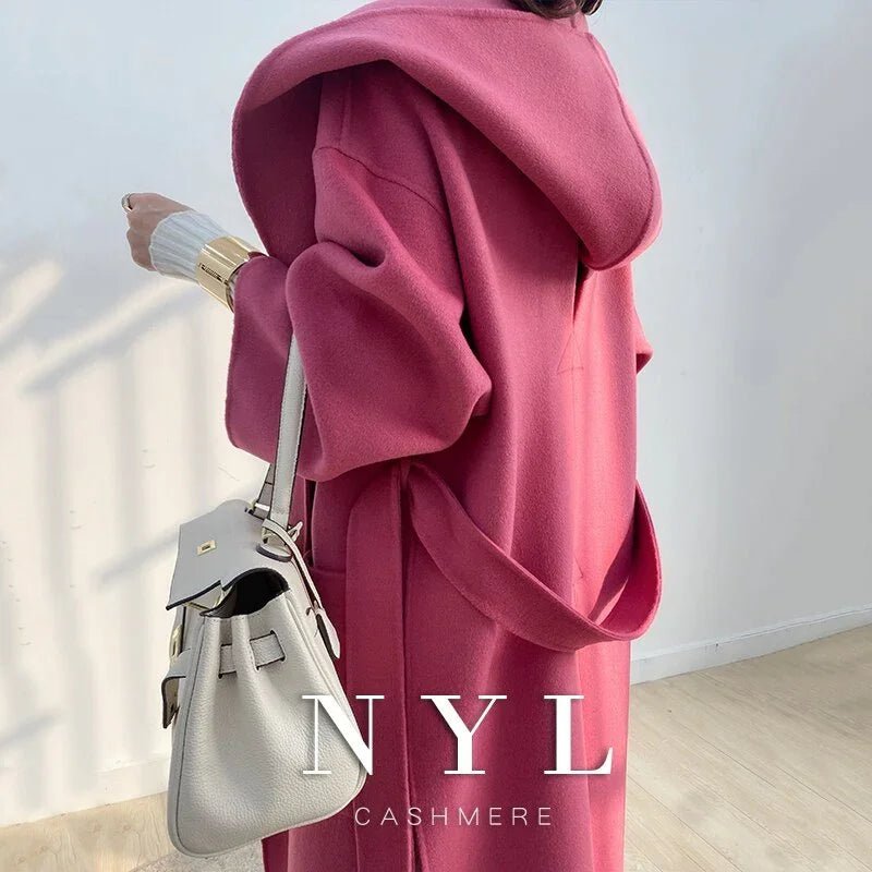 Hooded Reversible Cashmere Coat Mittellang Herbst und Winter Neue High-End-Verdickung Wolle | tif-shop24.de