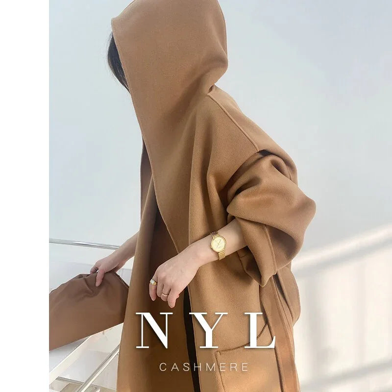 Hooded Reversible Cashmere Coat Mittellang Herbst und Winter Neue High-End-Verdickung Wolle - tif-shop24.de