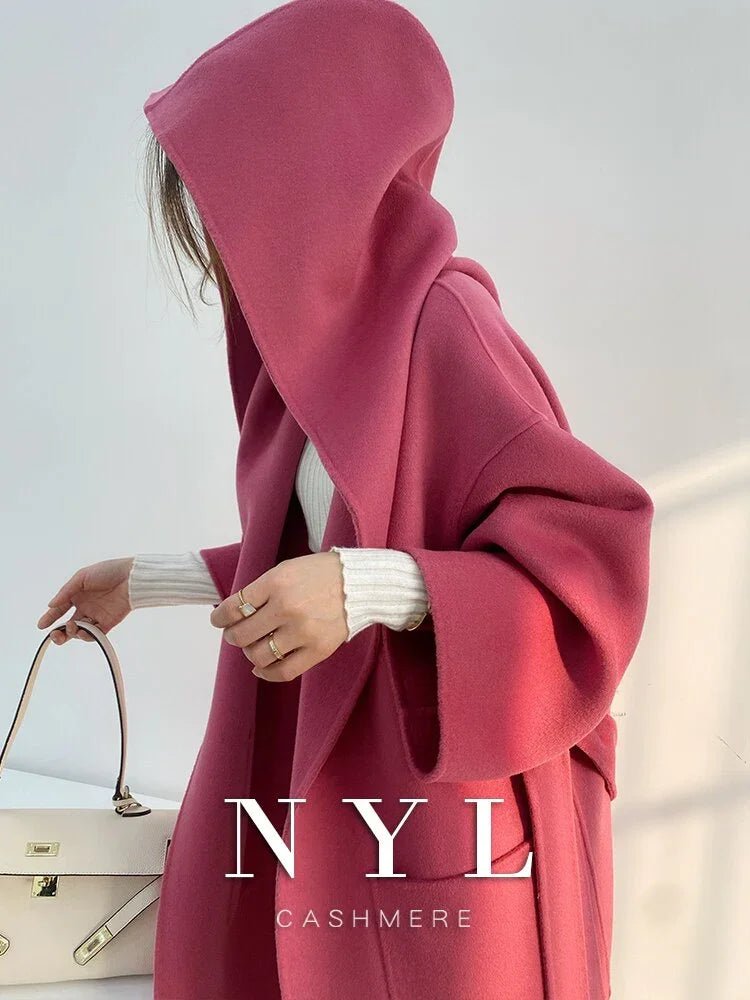 Hooded Reversible Cashmere Coat Mittellang Herbst und Winter Neue High-End-Verdickung Wolle | tif-shop24.de