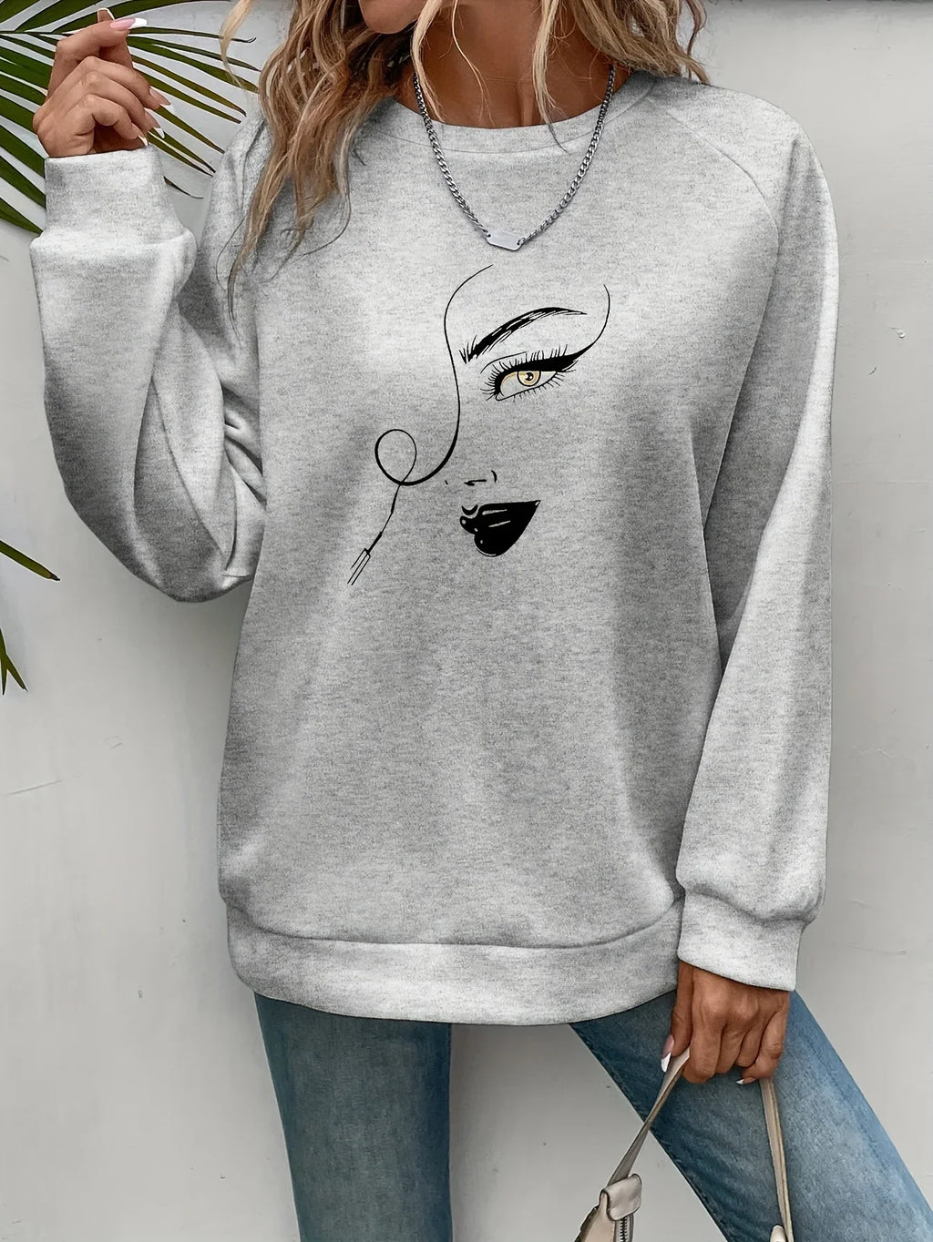 Grafikdruck-Pullover Lässiges Langarm Crewneck-Sweatshirt | tif-shop24.de