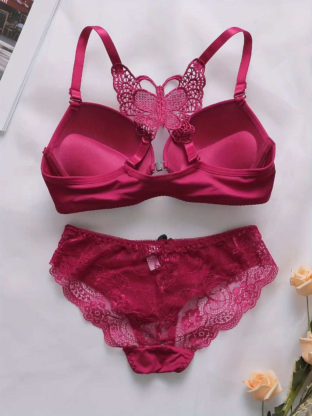 BH Und Höschen Mit Spitzennähten Dekolleté-BH Mit Schnalle Vorne Dessous-Set - tif-shop24.de