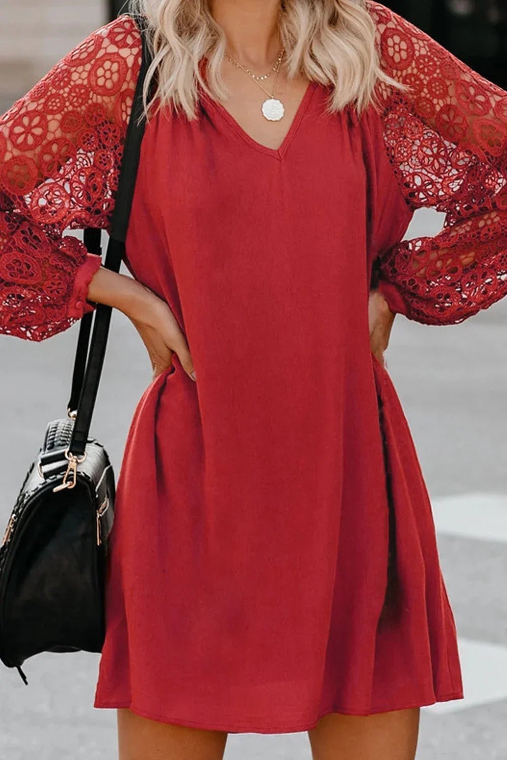 Spitze lange Ärmel Shift über Knie Kleid | tif-shop24.de