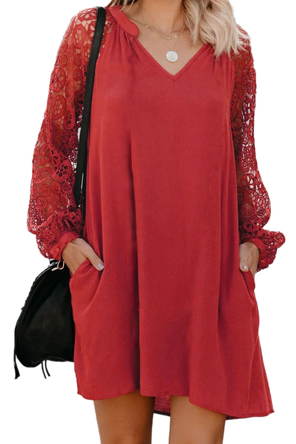 Spitze lange Ärmel Shift über Knie Kleid - tif-shop24.de