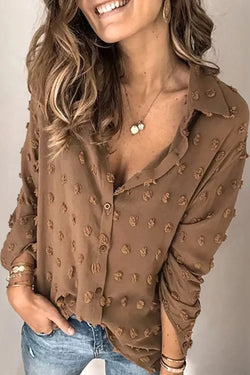 Langarm-Button Fuzzy Polka Dot Shirt | tif-shop24.de