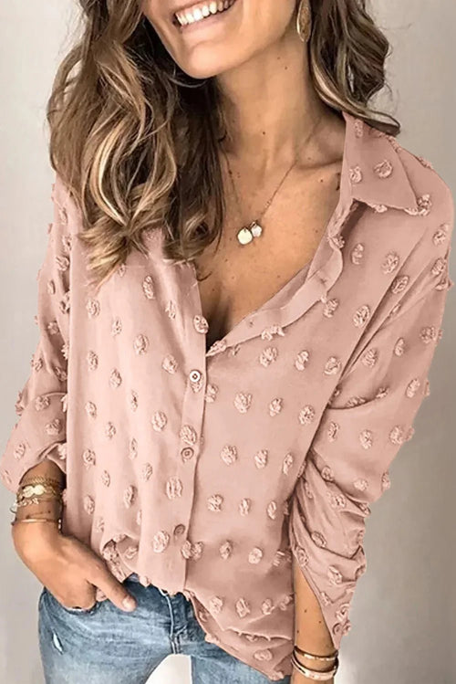 Langarm-Button Fuzzy Polka Dot Shirt | tif-shop24.de