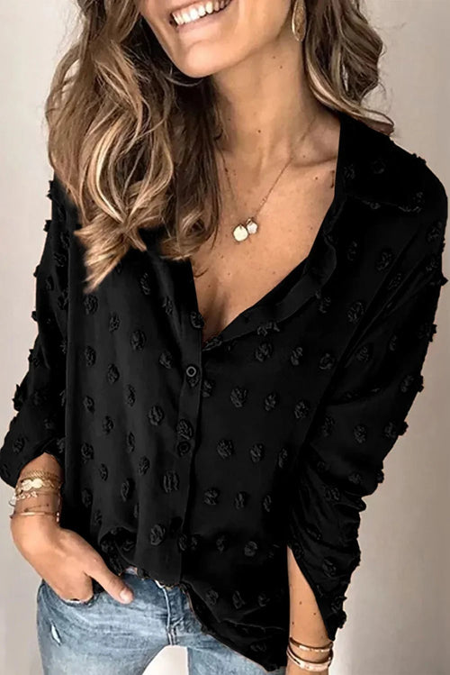 Langarm-Button Fuzzy Polka Dot Shirt | tif-shop24.de