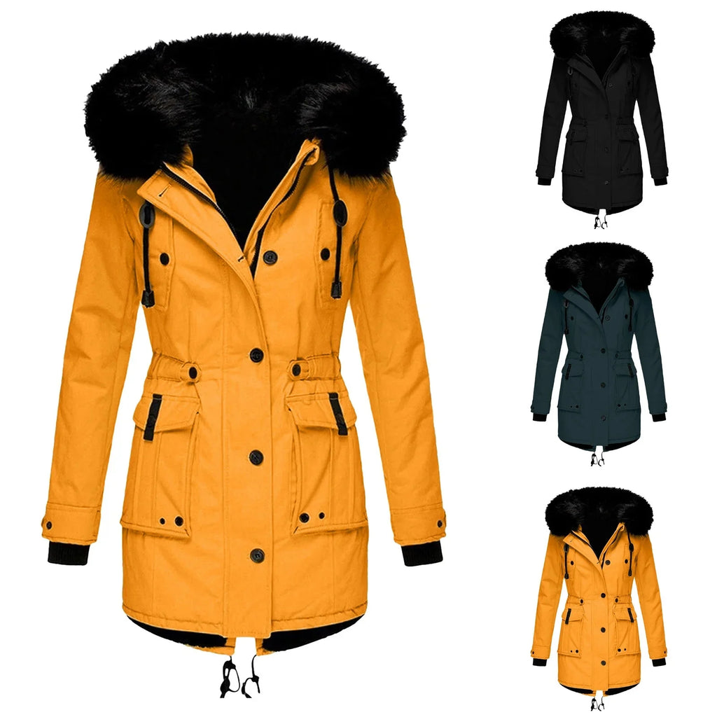 Winter Gefütterte Mäntel Baumwolle Wattierte Jacke Mittellange Parkas Dicke Warme Kapuzen Steppdecke | tif-shop24.de