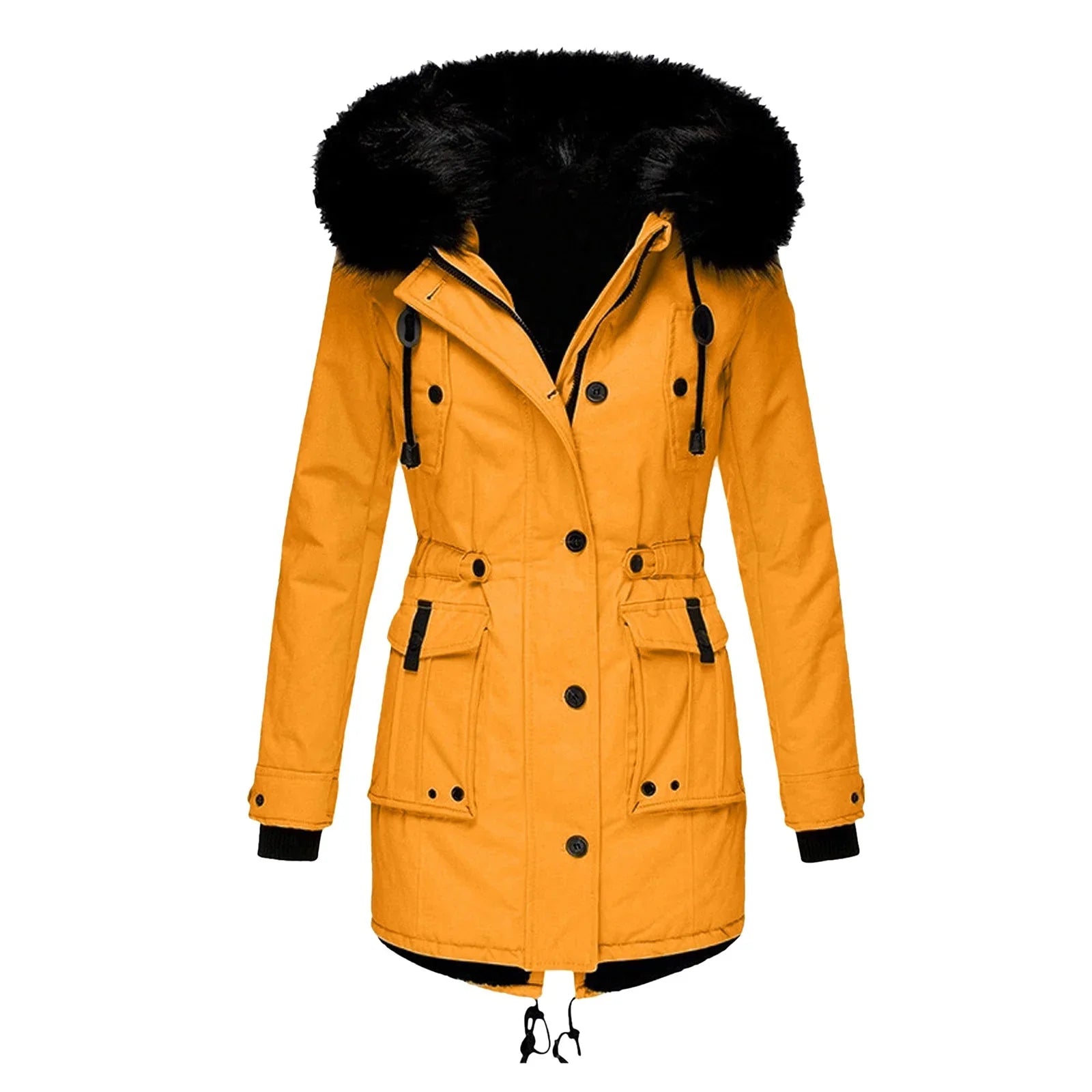 Winter Gefütterte Mäntel Baumwolle Wattierte Jacke Mittellange Parkas Dicke Warme Kapuzen Steppdecke | tif-shop24.de