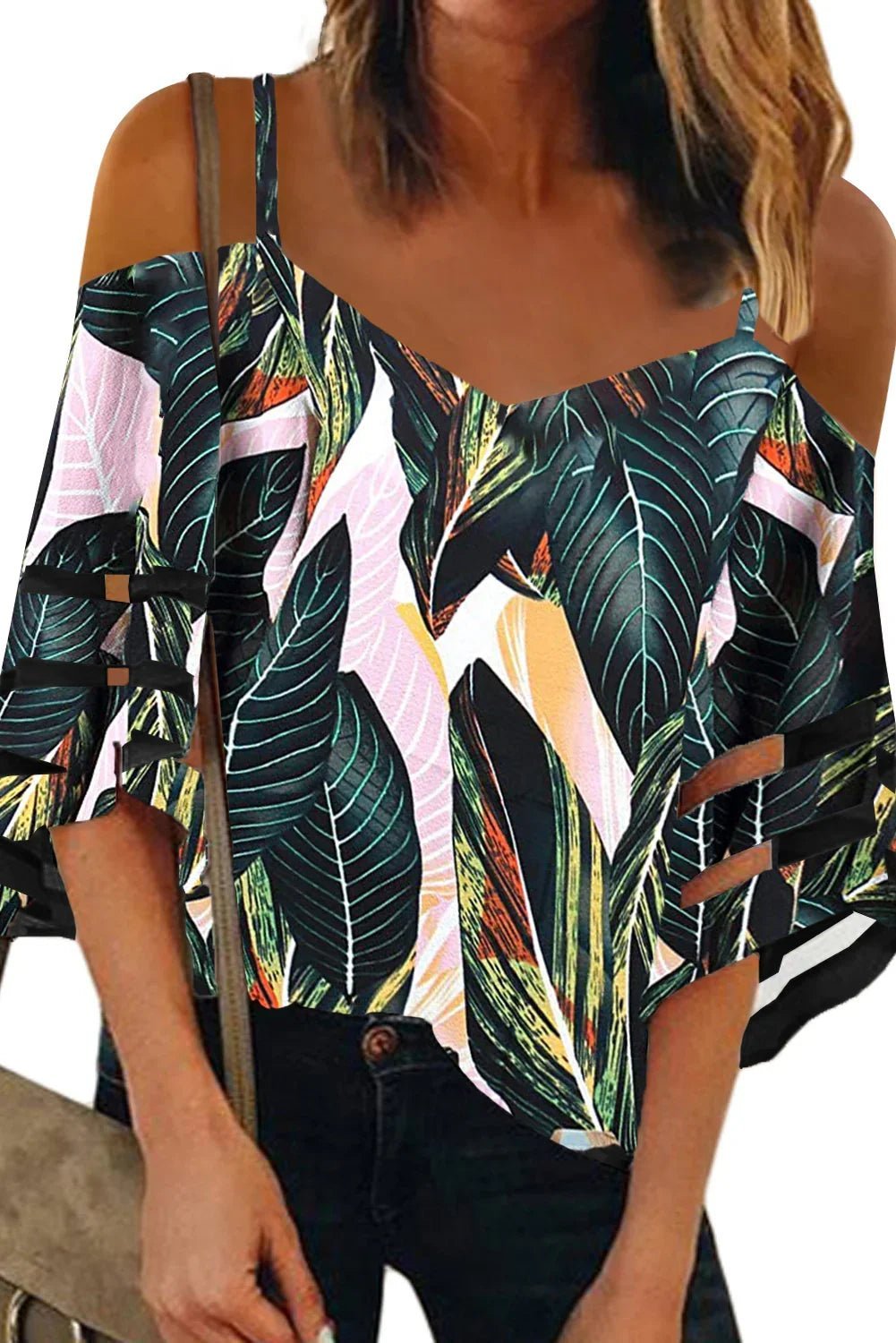 Palm Cold Shoulder Bluse | tif-shop24.de