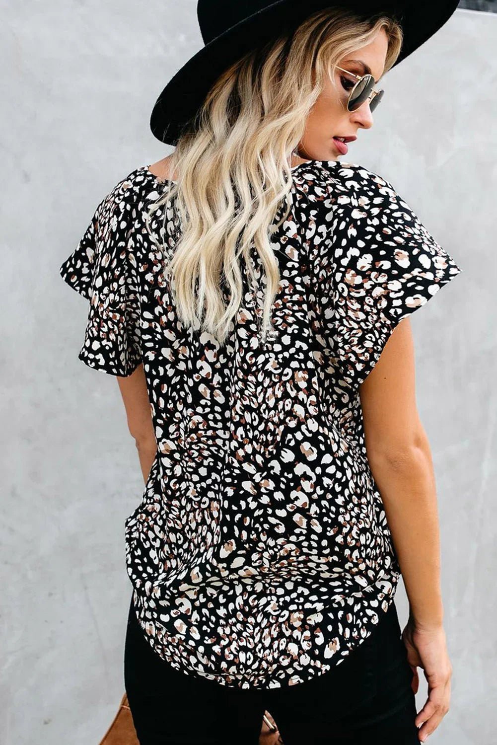 V-Ausschnitt Kurzarm Modedruck Fantasy flatternde Bluse | tif-shop24.de