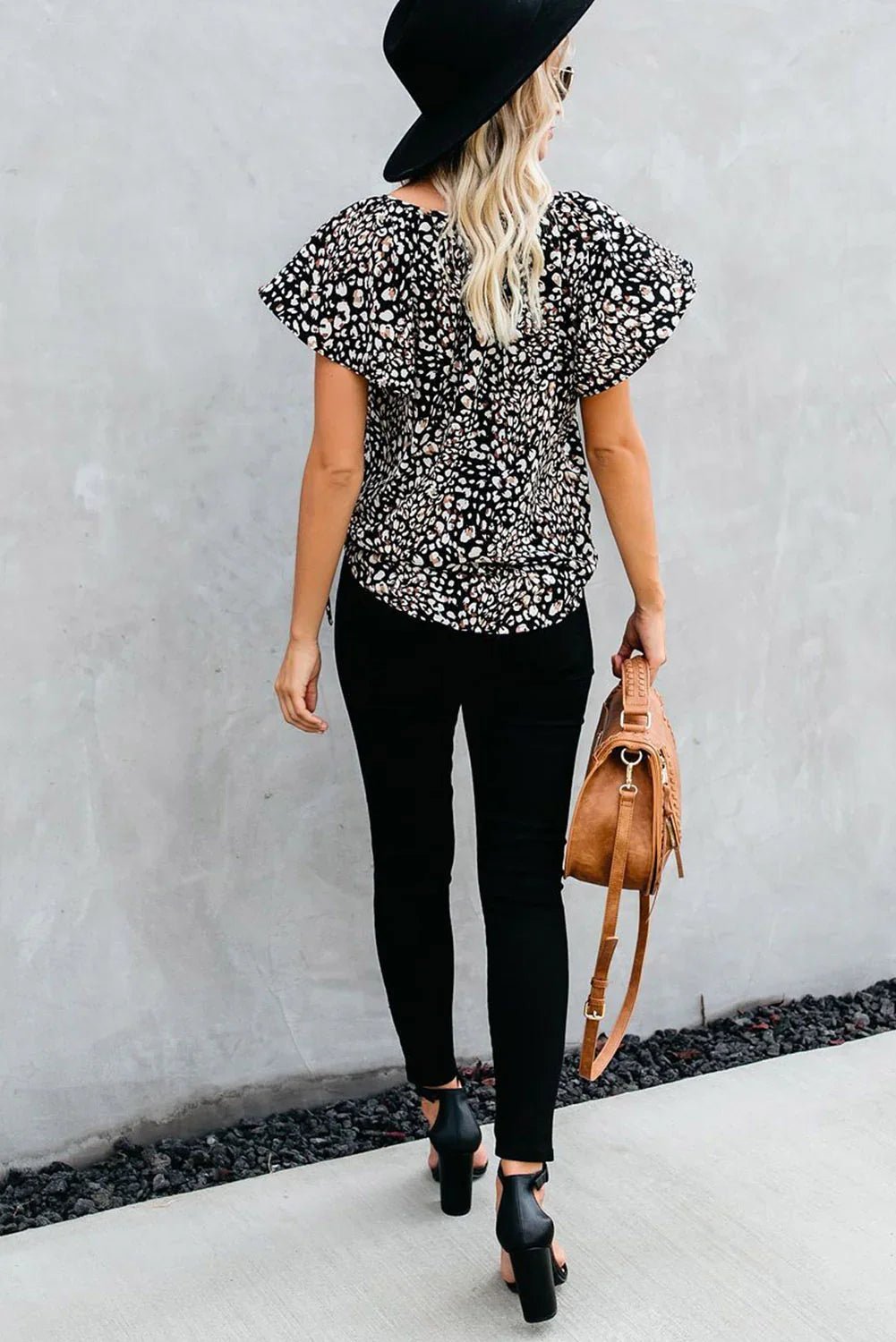 V-Ausschnitt Kurzarm Modedruck Fantasy flatternde Bluse | tif-shop24.de