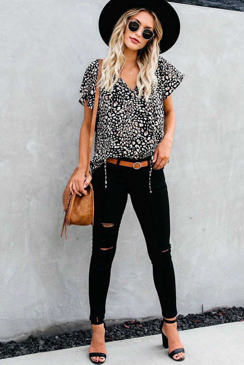 V-Ausschnitt Kurzarm Modedruck Fantasy flatternde Bluse | tif-shop24.de