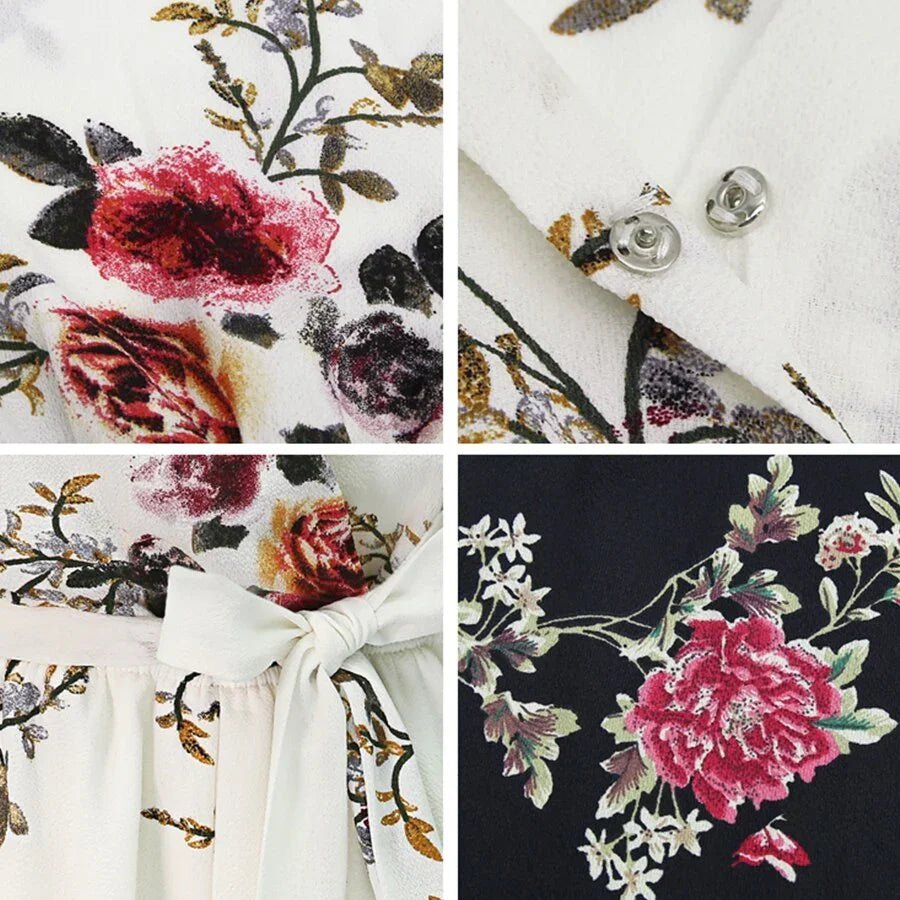 DICLOUD Blumen-Chiffon-reizvoller Overall-Frauen-V-Ausschnitt-Druck-Strand Overall Boho-Bodysuit | tif-shop24.de