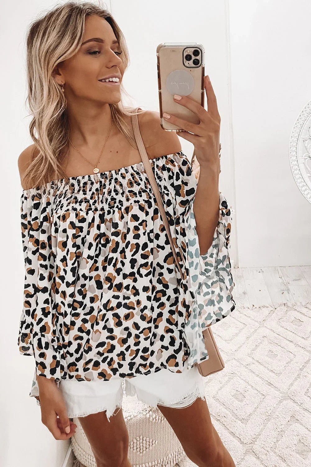 Off Shoulder Flared Sleeve Top - tif-shop24.de