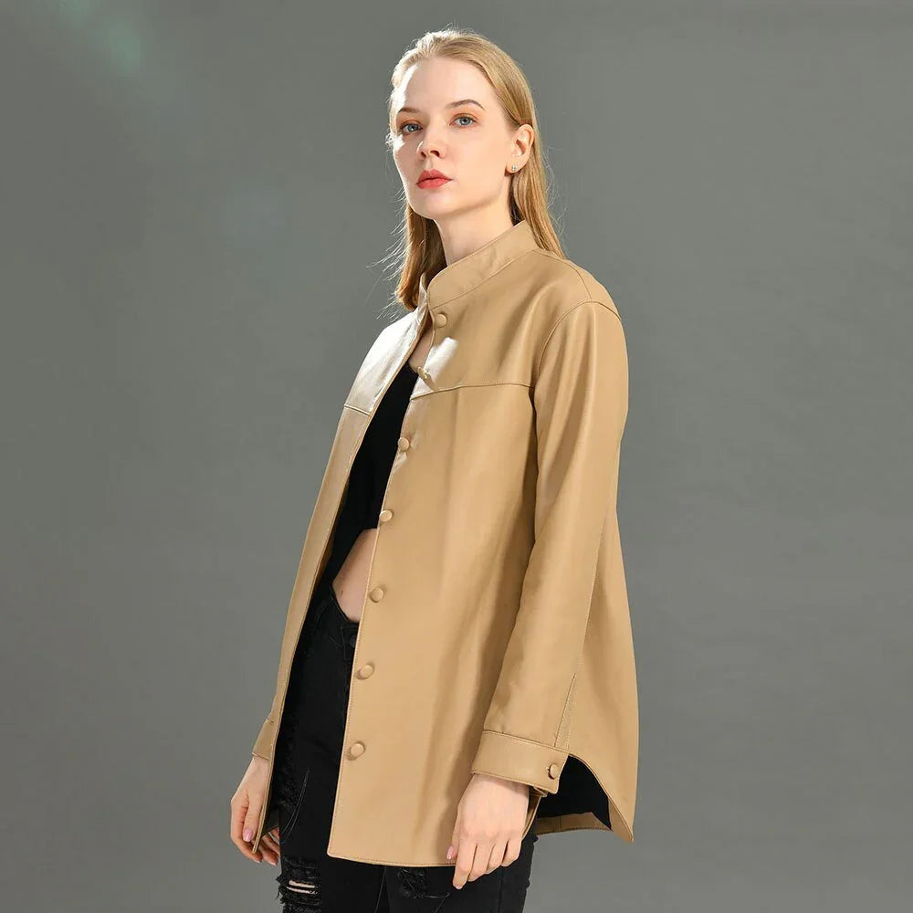 100% Genuine Sheepskin Leather Jacket for Women — Casual Real Leather Coat by tif-shop24.de - tif-shop24.de