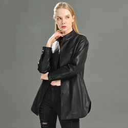Sheepskin Jacket for Women Casual Real Leather Coat by tif-shop24
