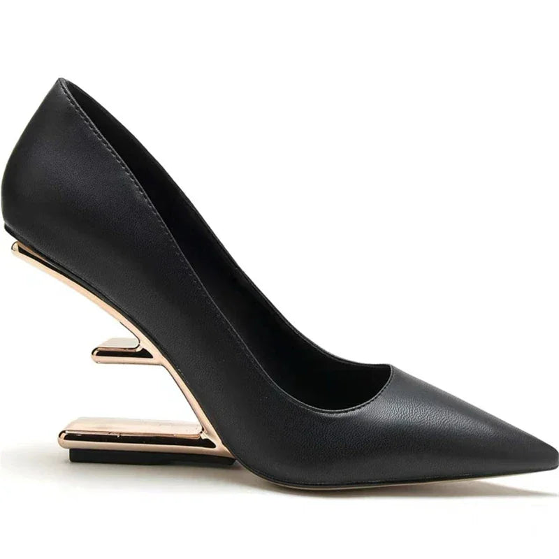 Alligator Pumps Pointed Toe High Heels Ladies Letter Strange Heel Wedges Prom Wedding Dress Valentine Shoes | tif-shop24.de